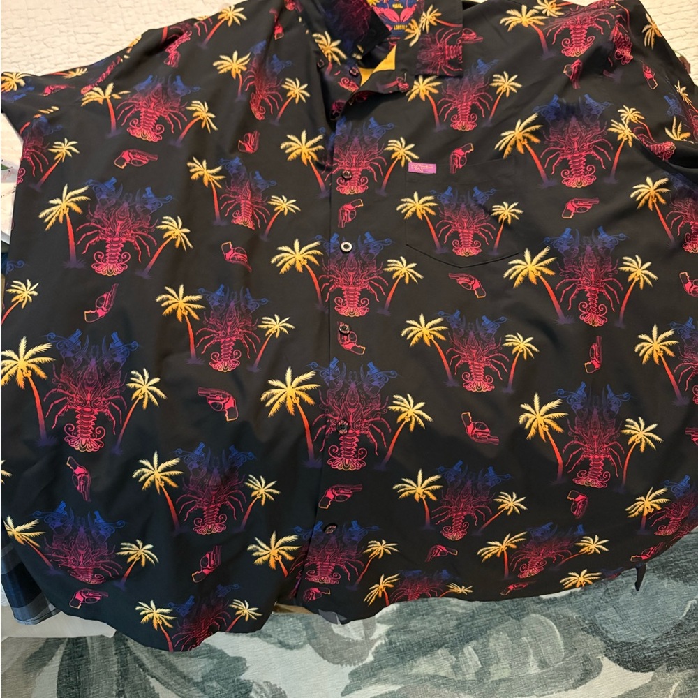 Tropical Print Button-Up Shirt